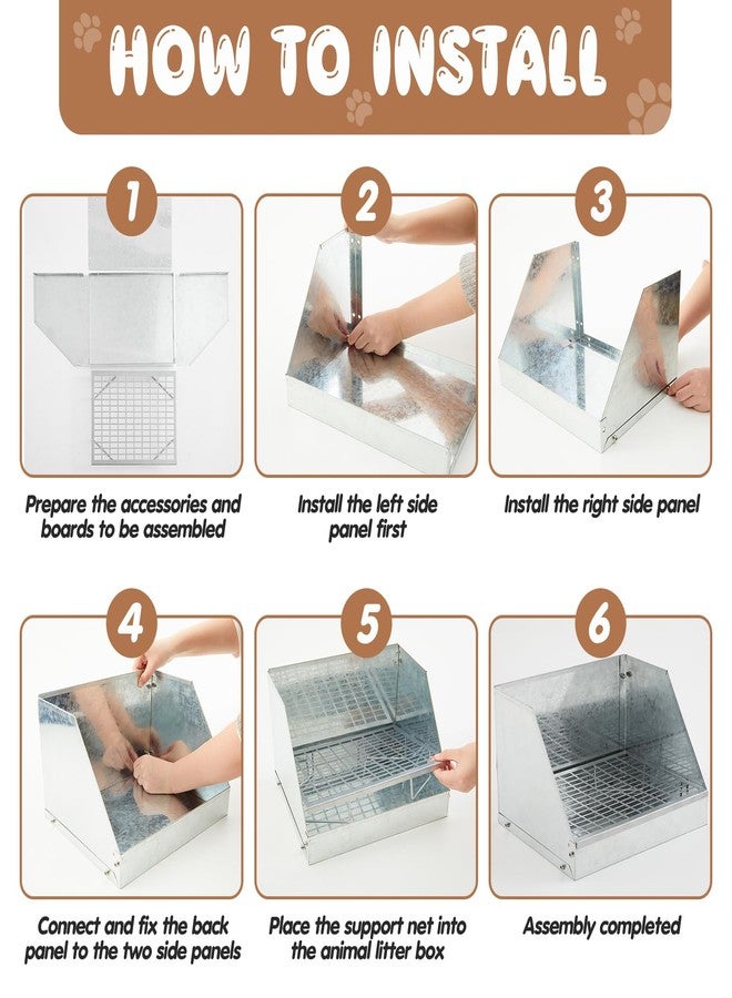 ماكس تشيك صندوق فضلات الأرانب ماكس تشيك، عبوة واحدة، مصنوع من الفولاذ المجلفن، صندوق فضلات للأرانب الصغيرة، مرحاض زاوية من الفولاذ المجلفن مع شبكة، سهل التنظيف للأرانب وخنازير غينيا (12.5 × 10 × 8 بوصة). - Image 5